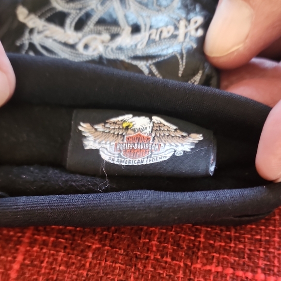 Harley-Davidson Black Leather Gloves with White Detailing - Picture 7 of 7